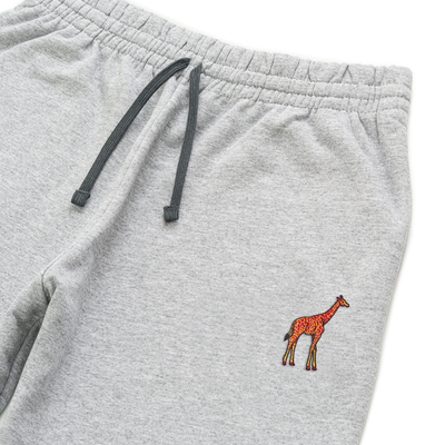Bobby's Planet Unisex Embroidered Giraffe Joggers from African Animals Collection in Athletic Heather Color#color_athletic-heather