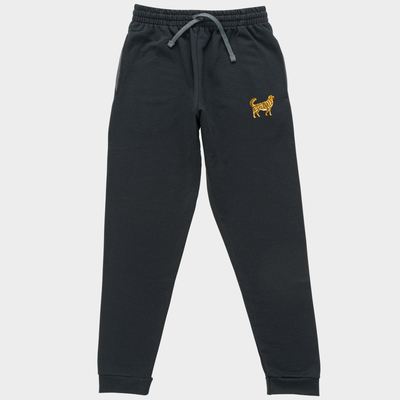 Bobby's Planet Unisex Embroidered Golden Retriever Joggers from Paws Dog Cat Animals Collection in Black Color#color_black