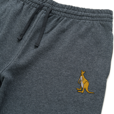 Bobby's Planet Unisex Embroidered Kangaroo Joggers from Australia Down Under Animals Collection in Black Heather Color#color_black-heather
