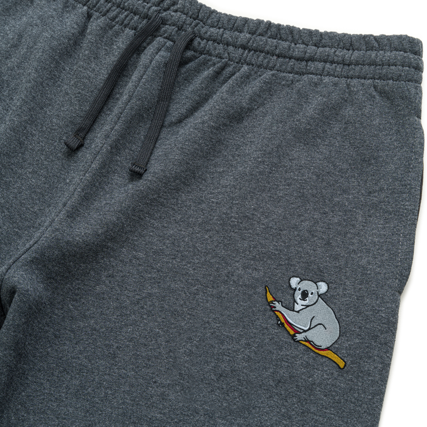 Bobby's Planet Unisex Embroidered Koala Joggers from Australia Down Under Animals Collection in Black Heather Color#color_black-heather