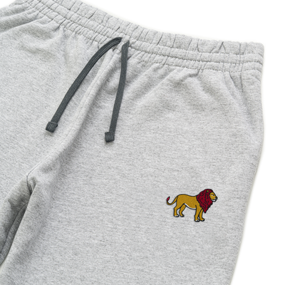 Bobby's Planet Unisex Embroidered Lion Joggers from African Animals Collection in Athletic Heather Color#color_athletic-heather