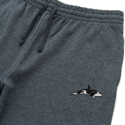 Bobby's Planet Unisex Embroidered Orca Joggers from Seven Seas Fish Animals Collection in Black Heather Color#color_black-heather