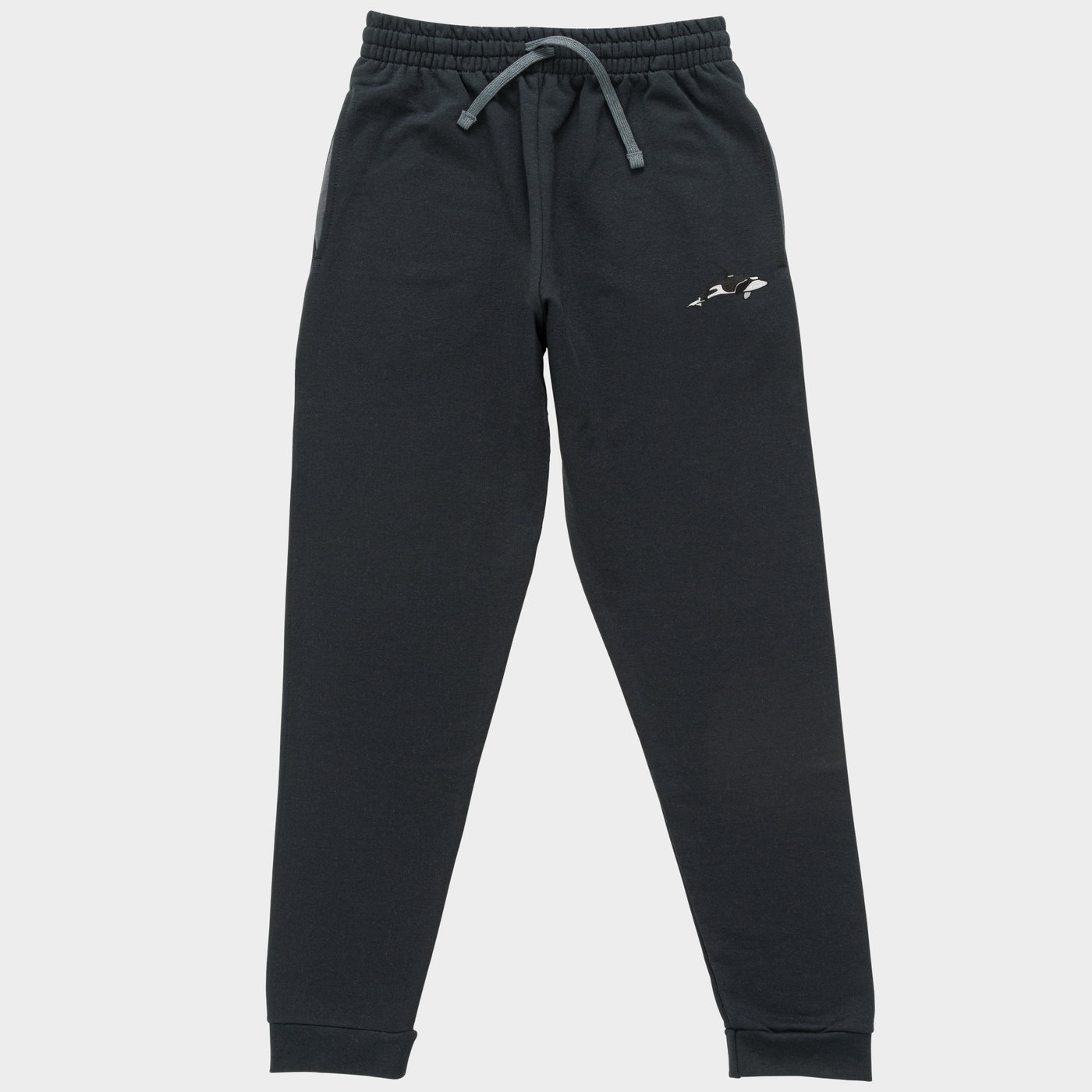 Bobby's Planet Unisex Embroidered Orca Joggers from Seven Seas Fish Animals Collection in Black Color#color_black