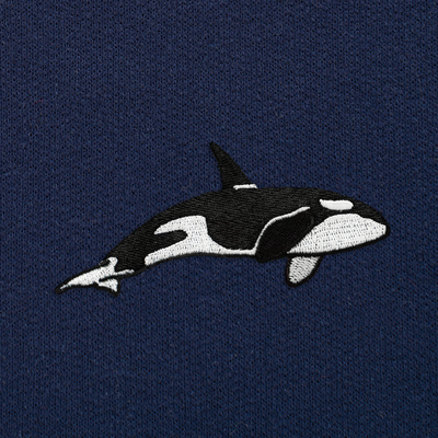 Bobby's Planet Unisex Embroidered Orca Joggers from Seven Seas Fish Animals Collection in Navy Color#color_navy