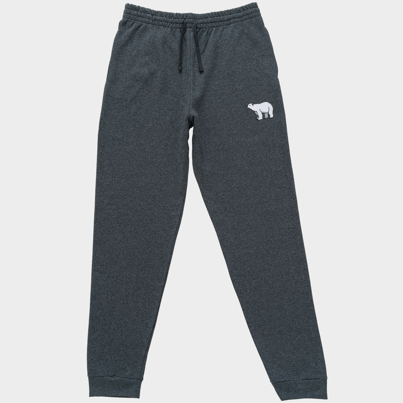 Bobby's Planet Unisex Embroidered Polar Bear Joggers from Arctic Polar Animals Collection in Black Heather Color#color_black-heather