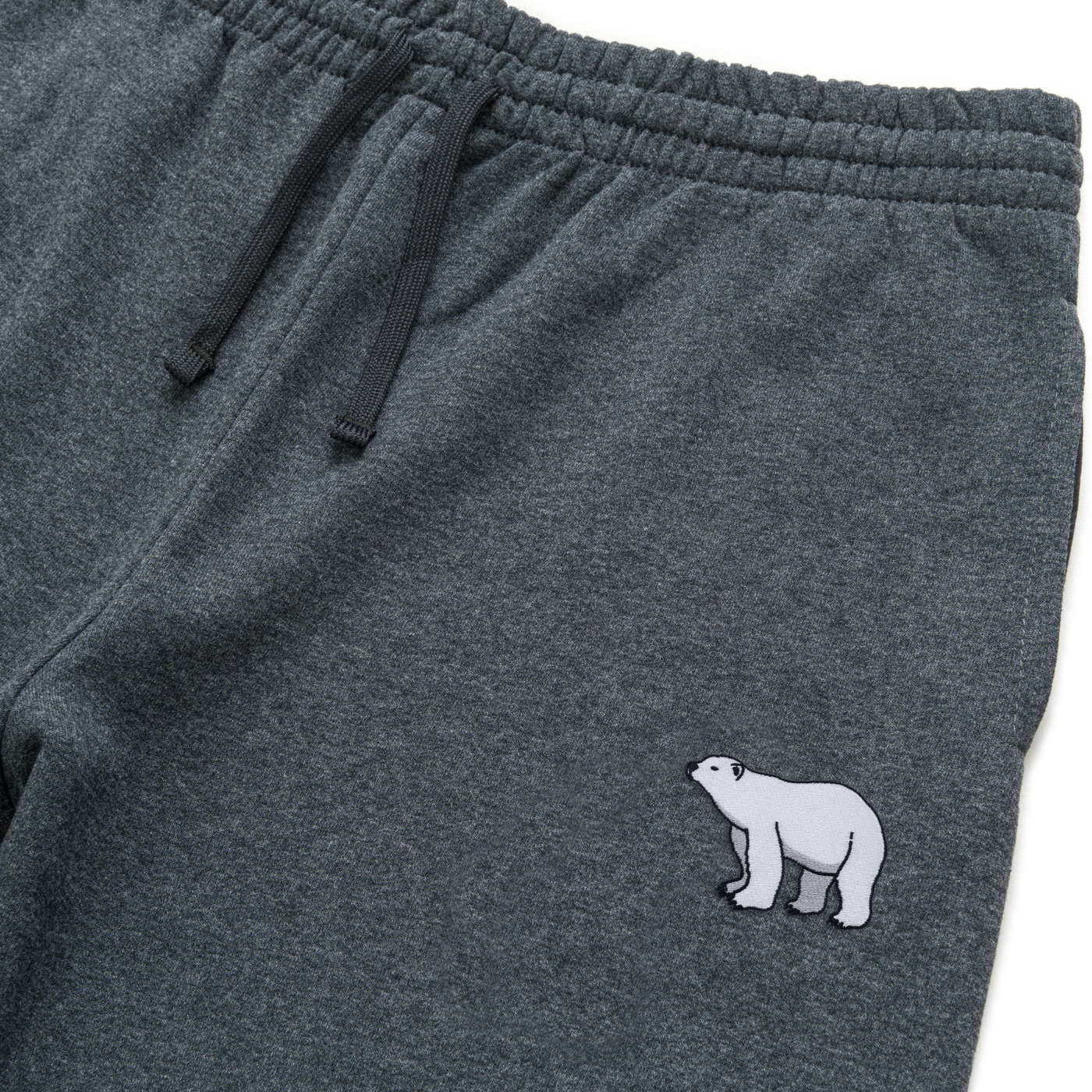Bobby's Planet Unisex Embroidered Polar Bear Joggers from Arctic Polar Animals Collection in Black Heather Color#color_black-heather