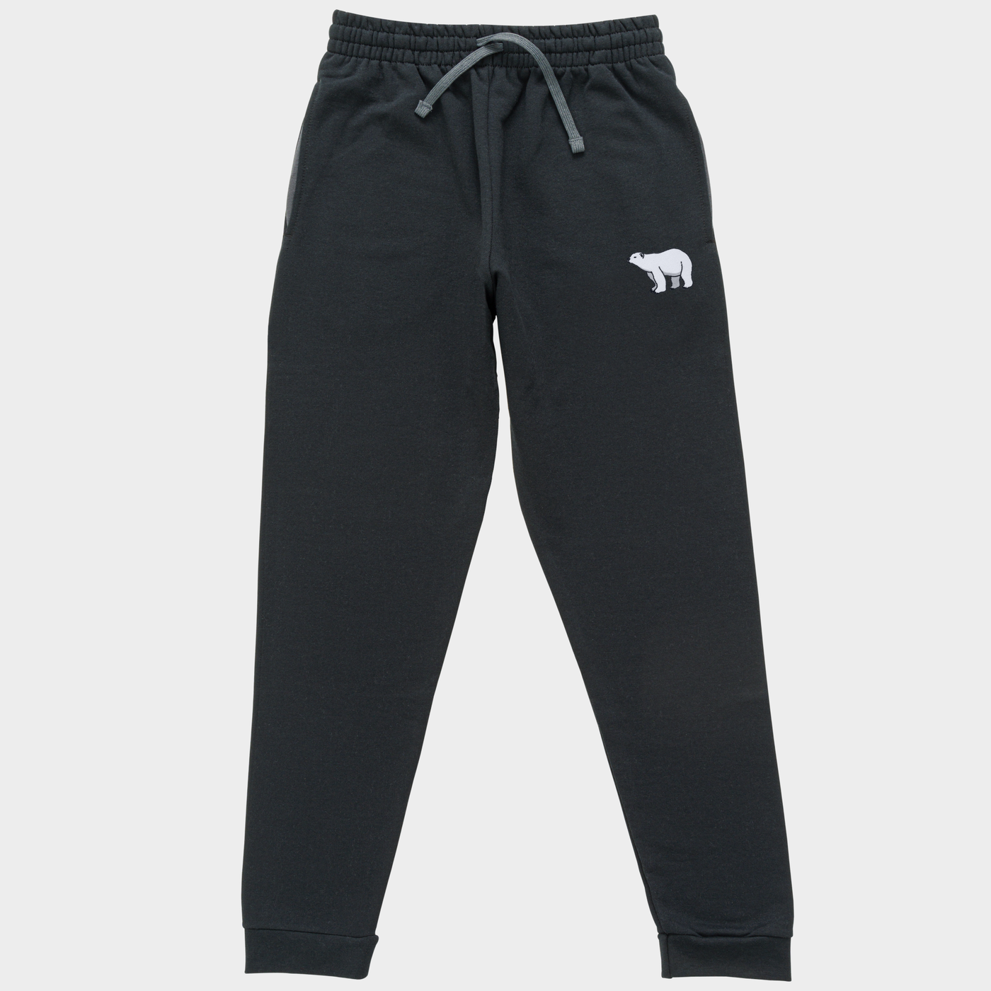 Bobby's Planet Unisex Embroidered Polar Bear Joggers from Arctic Polar Animals Collection in Black Color#color_black