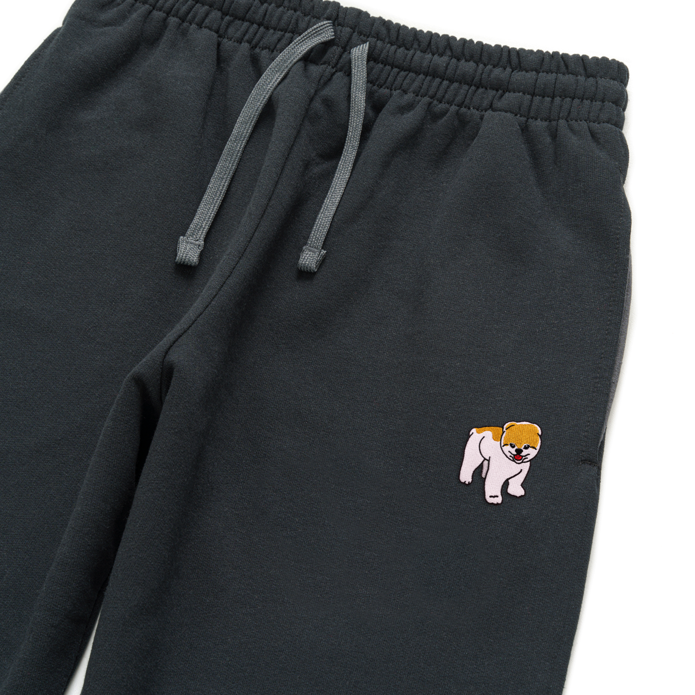 Bobby's Planet Unisex Embroidered Pomeranian Joggers from Paws Dog Cat Animals Collection in Black Color#color_black