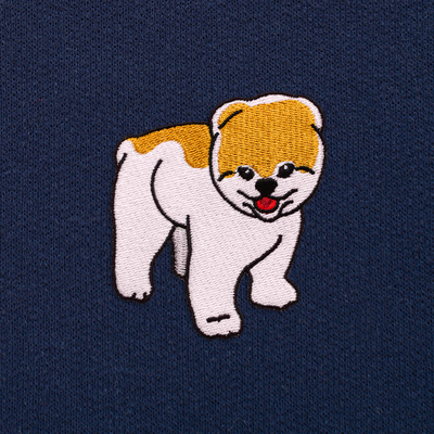 Bobby's Planet Unisex Embroidered Pomeranian Joggers from Paws Dog Cat Animals Collection in Navy Color#color_navy