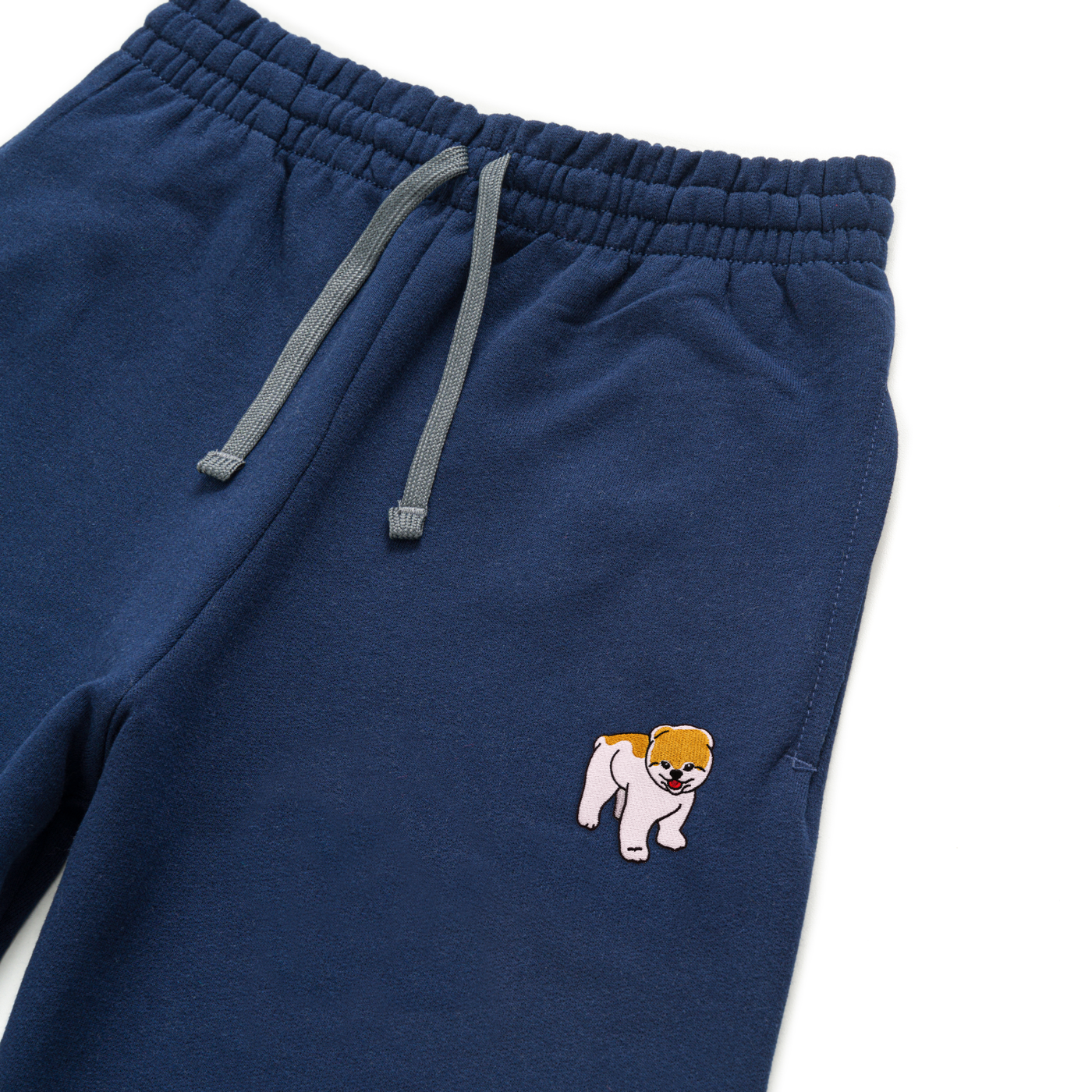 Bobby's Planet Unisex Embroidered Pomeranian Joggers from Paws Dog Cat Animals Collection in Navy Color#color_navy