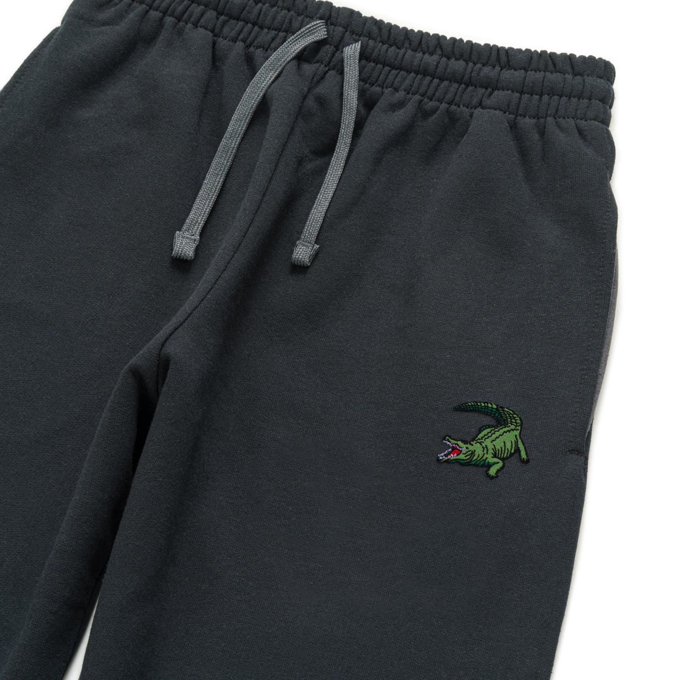 Bobby's Planet Unisex Embroidered Saltwater Crocodile Joggers from Australia Down Under Animals Collection in Black Color#color_black