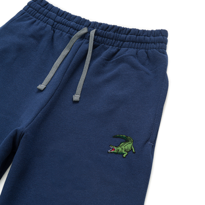 Bobby's Planet Unisex Embroidered Saltwater Crocodile Joggers from Australia Down Under Animals Collection in Navy Color#color_navy