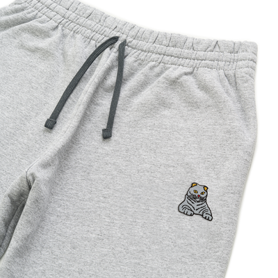 Bobby's Planet Unisex Embroidered Scottish Fold Joggers from Paws Dog Cat Animals Collection in Athletic Heather Color#color_athletic-heather