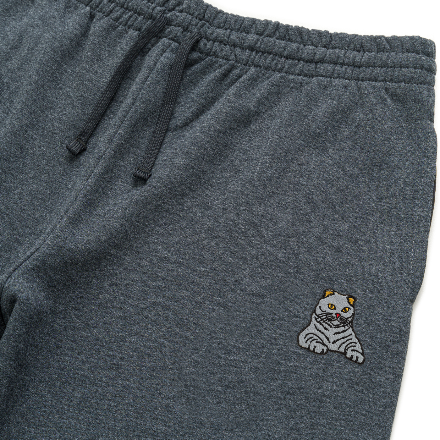 Bobby's Planet Unisex Embroidered Scottish Fold Joggers from Paws Dog Cat Animals Collection in Black Heather Color#color_black-heather