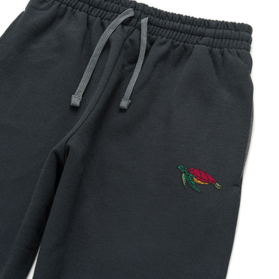 Bobby's Planet Unisex Embroidered Sea Turtle Joggers from Seven Seas Fish Animals Collection in Black Color#color_black