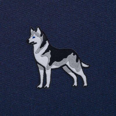 Bobby's Planet Unisex Embroidered Siberian Husky Joggers from Paws Dog Cat Animals Collection in Navy Color#color_navy