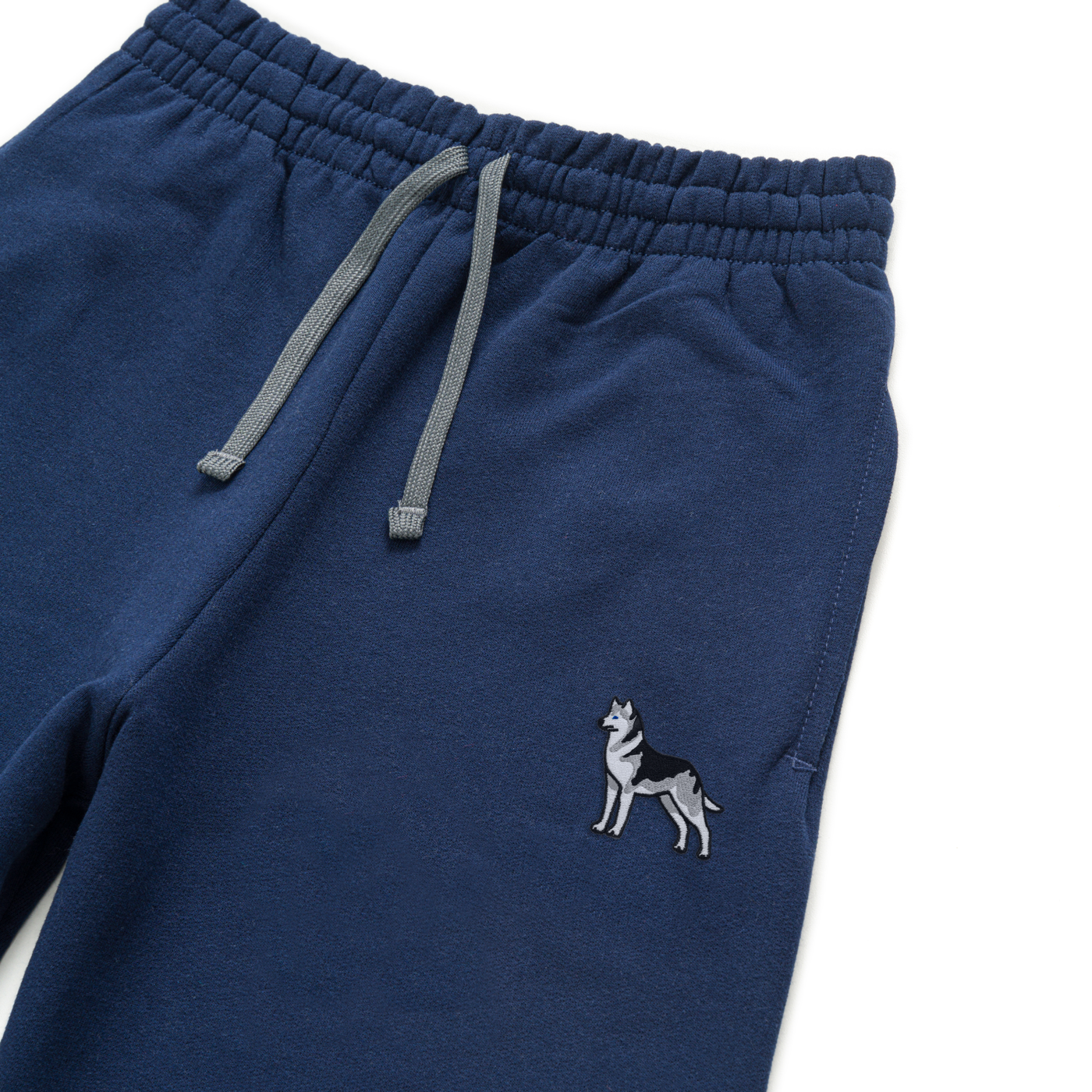 Bobby's Planet Unisex Embroidered Siberian Husky Joggers from Paws Dog Cat Animals Collection in Navy Color#color_navy
