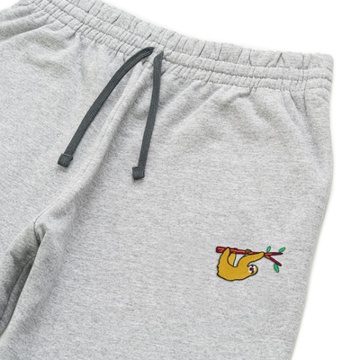Bobby's Planet Unisex Embroidered Sloth Joggers from South American Amazon Animals Collection in Athletic Heather Color#color_athletic-heather