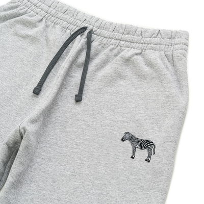 Bobby's Planet Unisex Embroidered Zebra Joggers from African Animals Collection in Athletic Heather Color#color_athletic-heather
