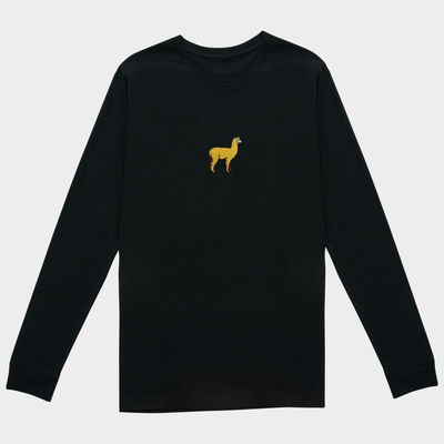 Bobby's Planet Women's Embroidered Alpaca Long Sleeve Shirt from South American Amazon Animals Collection in Black Color#color_black