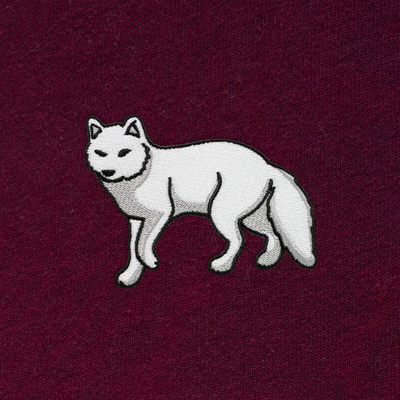 Bobby's Planet Women's Embroidered Arctic Fox Long Sleeve Shirt from Arctic Polar Animals Collection in Maroon Color#color_maroon