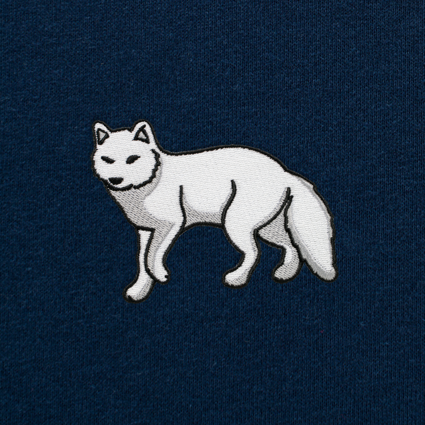 Bobby's Planet Women's Embroidered Arctic Fox Long Sleeve Shirt from Arctic Polar Animals Collection in Navy Color#color_navy