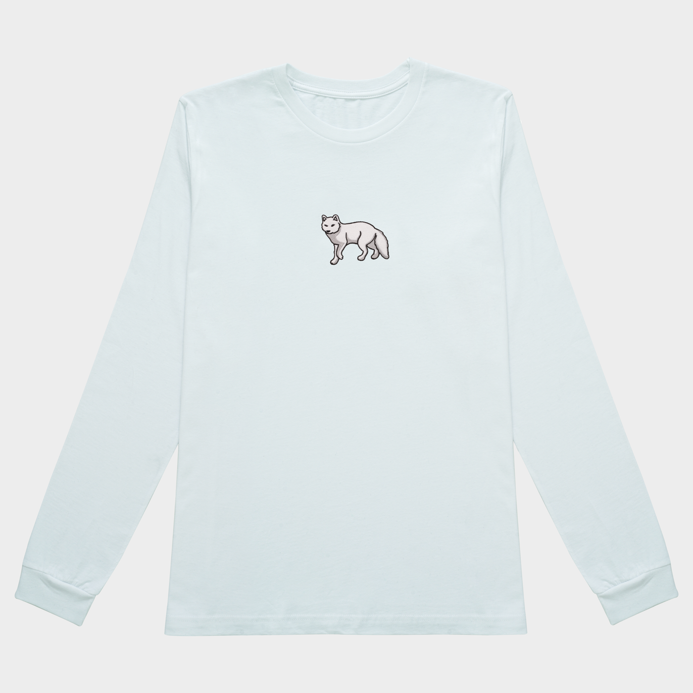 Bobby's Planet Women's Embroidered Arctic Fox Long Sleeve Shirt from Arctic Polar Animals Collection in White Color#color_white