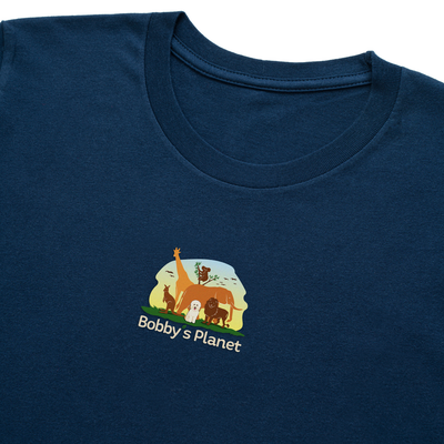 Bobby's Planet Men's Embroidered Poodle Long Sleeve Shirt from Bobbys Planet Toy Poodle Collection in Navy Color#color_navy