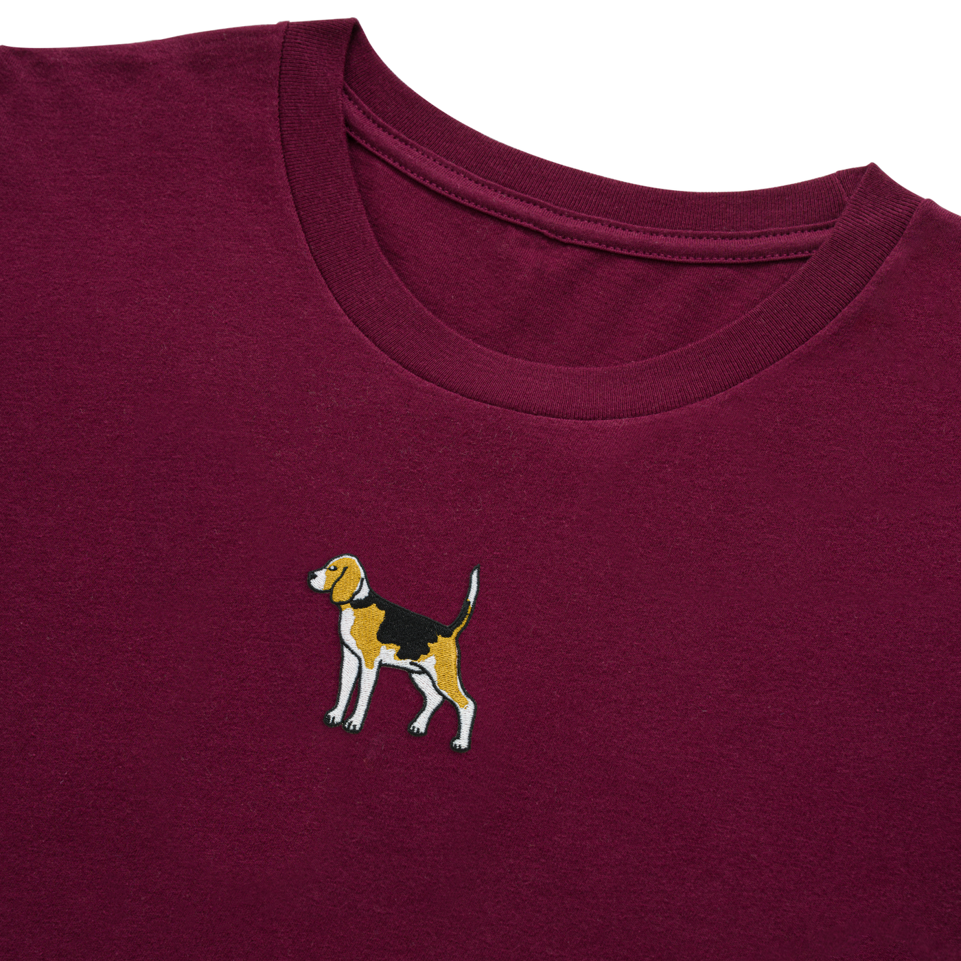 Bobby's Planet Men's Embroidered Beagle Long Sleeve Shirt from Paws Dog Cat Animals Collection in Maroon Color#color_maroon
