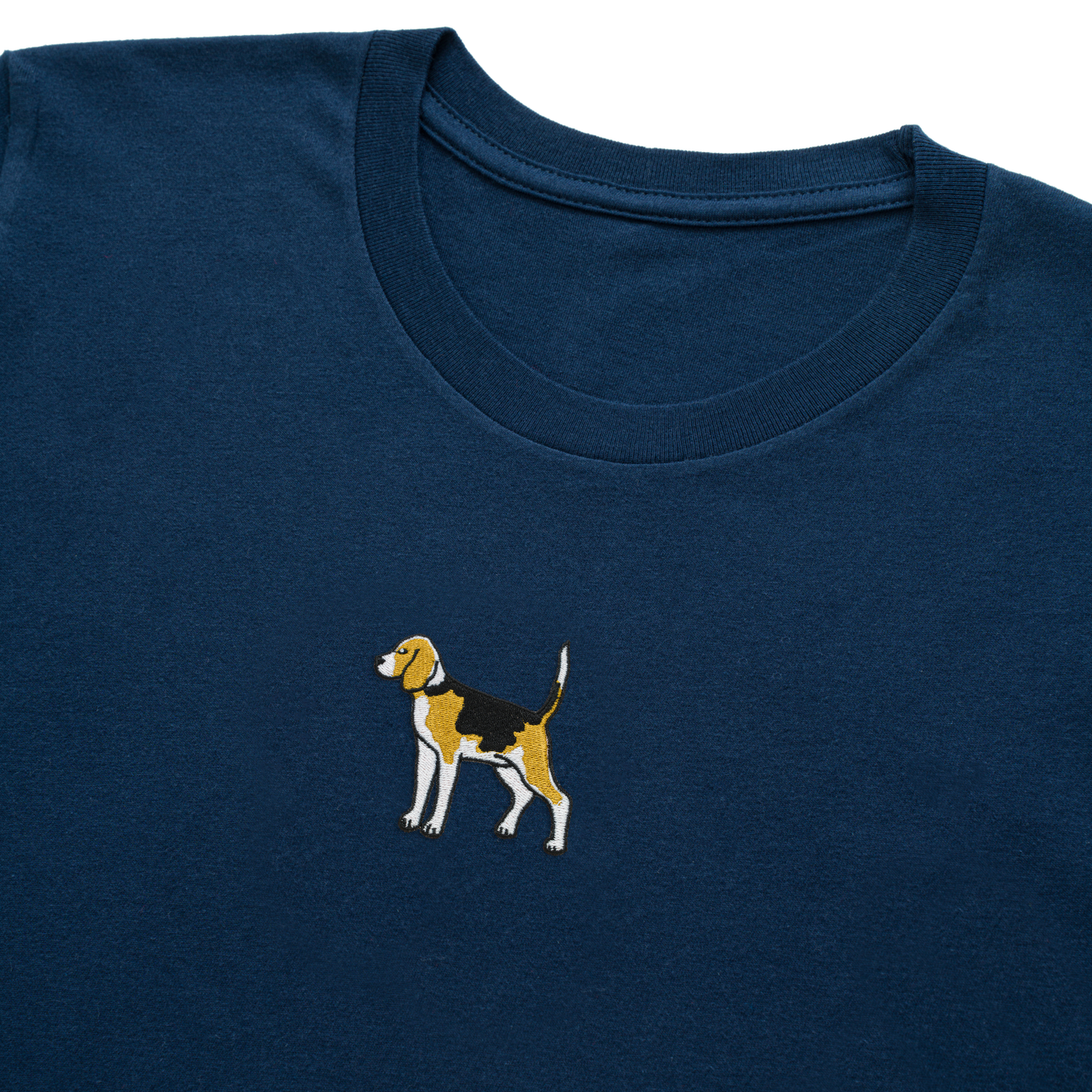 Bobby's Planet Men's Embroidered Beagle Long Sleeve Shirt from Paws Dog Cat Animals Collection in Navy Color#color_navy