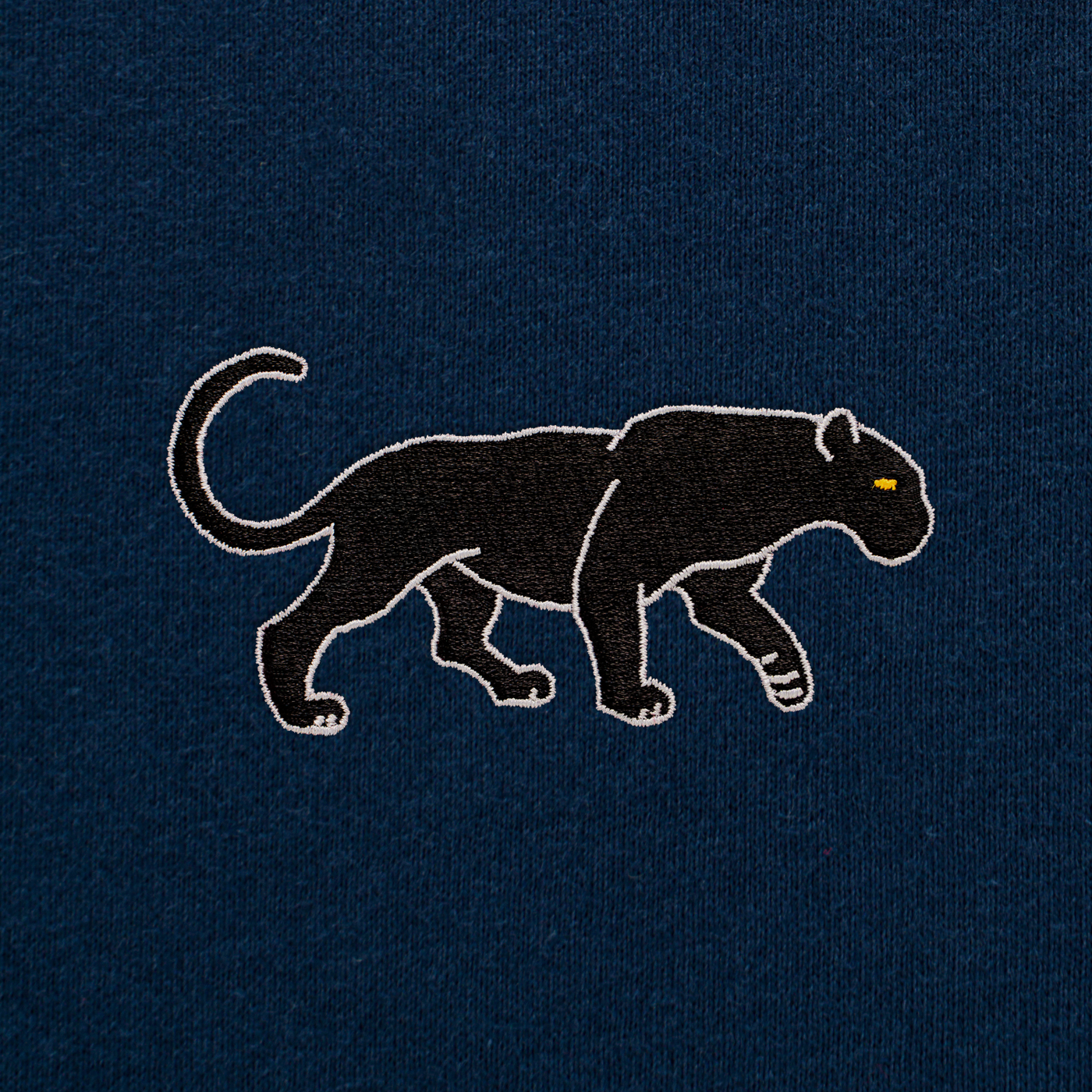 Bobby's Planet Men's Embroidered Black Jaguar Long Sleeve Shirt from South American Amazon Animals Collection in Navy Color#color_navy