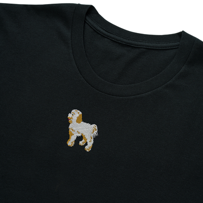 Bobby's Planet Men's Embroidered Poodle Long Sleeve Shirt from Bobbys Planet Toy Poodle Collection in Black Color#color_black