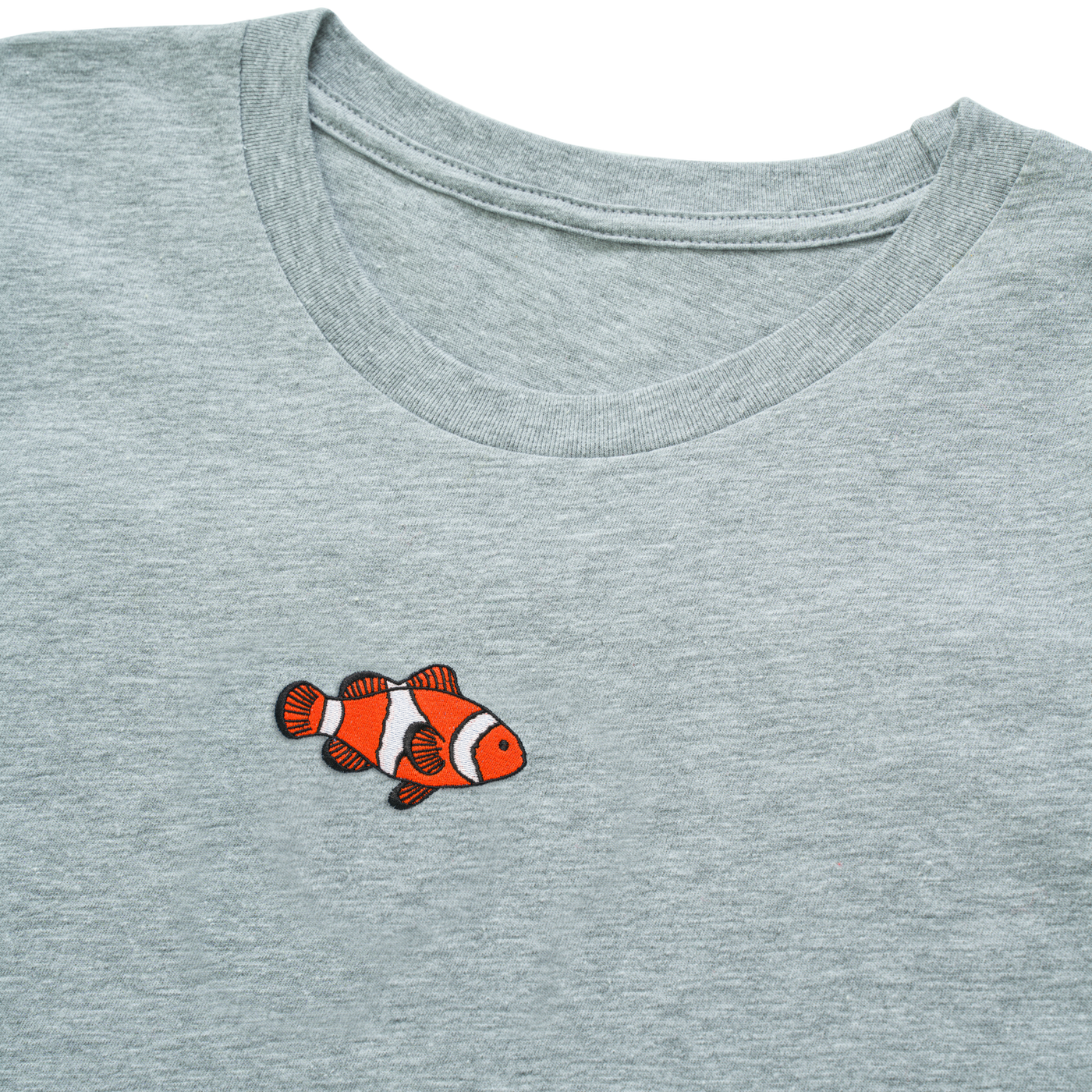 Bobby's Planet Men's Embroidered Clownfish Long Sleeve Shirt from Seven Seas Fish Animals Collection in Athletic Heather Color#color_athletic-heather