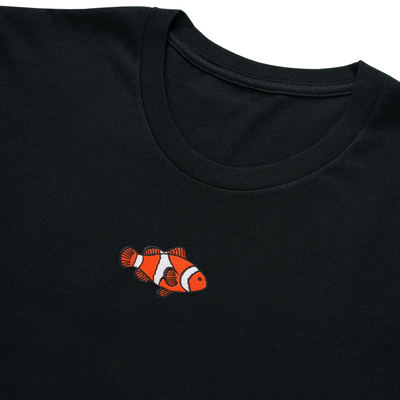 Bobby's Planet Men's Embroidered Clownfish Long Sleeve Shirt from Seven Seas Fish Animals Collection in Black Color#color_black