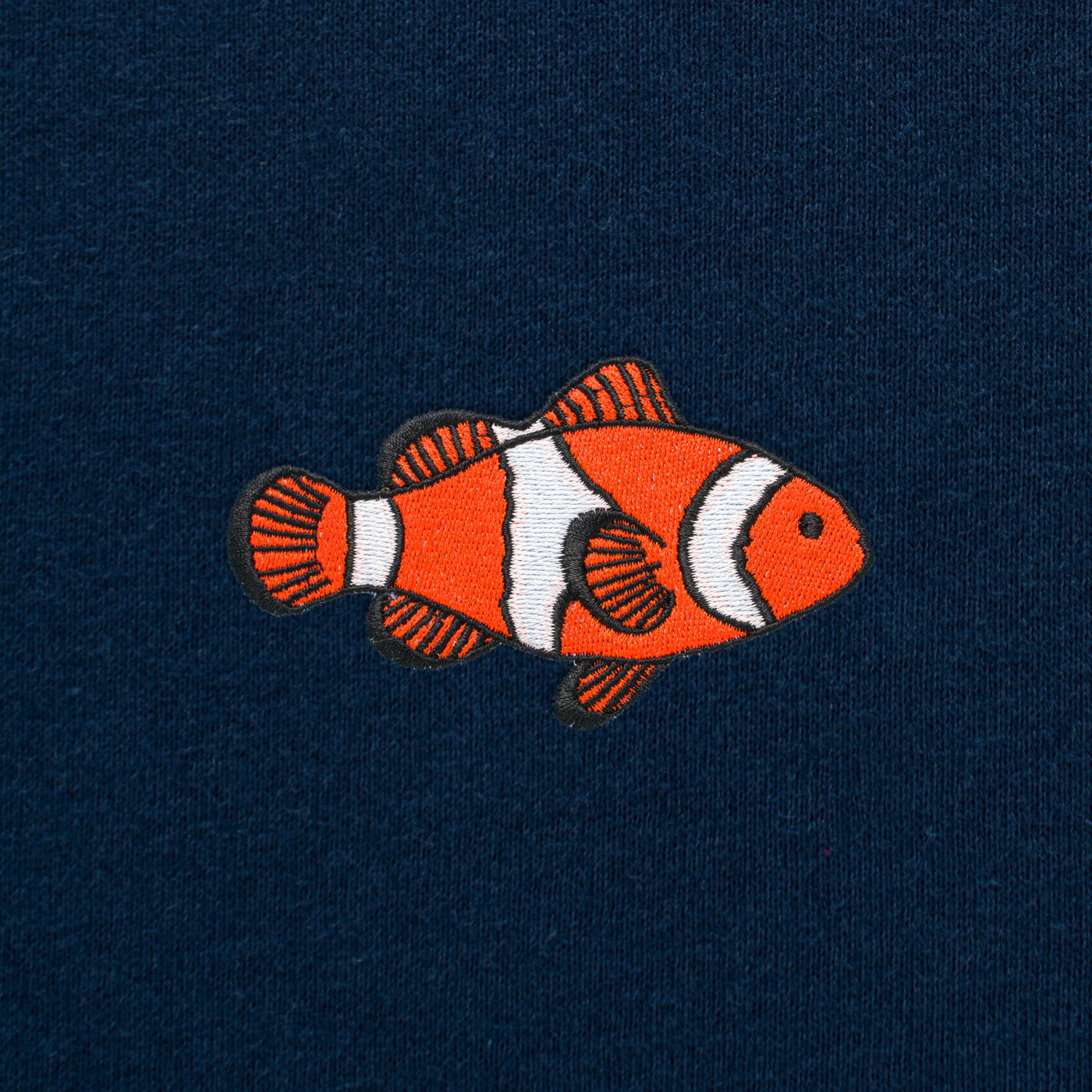 Bobby's Planet Women's Embroidered Clownfish Long Sleeve Shirt from Seven Seas Fish Animals Collection in Navy Color#color_navy