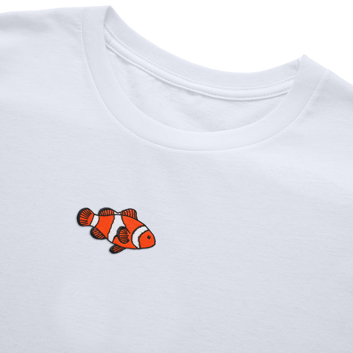 Bobby's Planet Women's Embroidered Clownfish Long Sleeve Shirt from Seven Seas Fish Animals Collection in White Color#color_white