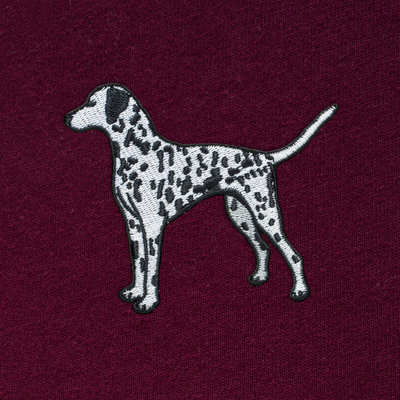 Bobby's Planet Men's Embroidered Dalmatian Long Sleeve Shirt from Paws Dog Cat Animals Collection in Maroon Color#color_maroon