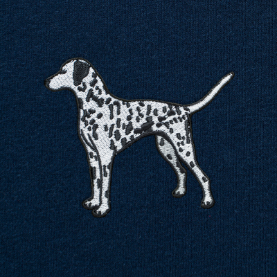 Bobby's Planet Women's Embroidered Dalmatian Long Sleeve Shirt from Paws Dog Cat Animals Collection in Navy Color#color_navy