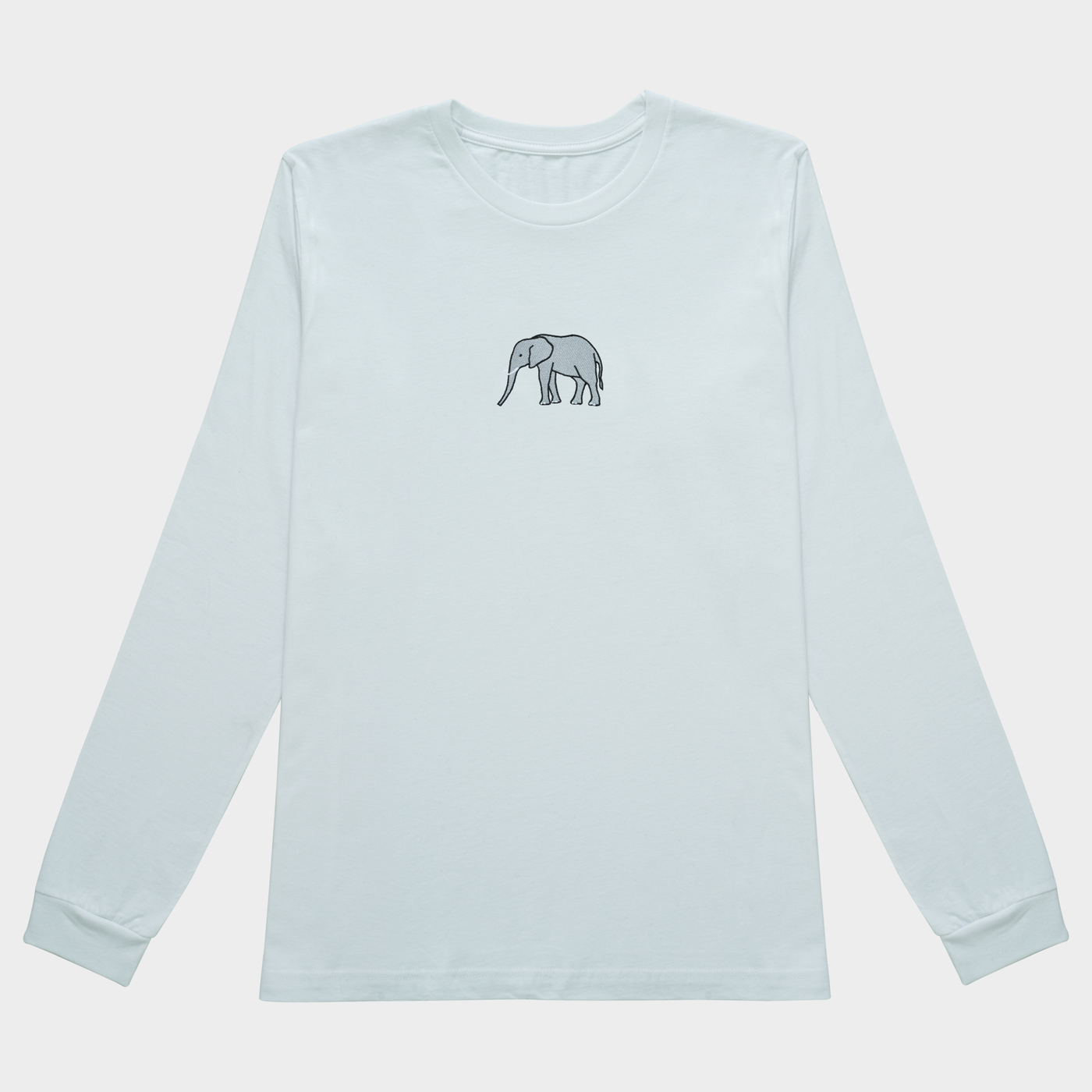 Bobby's Planet Women's Embroidered Elephant Long Sleeve Shirt from African Animals Collection in White Color#color_white