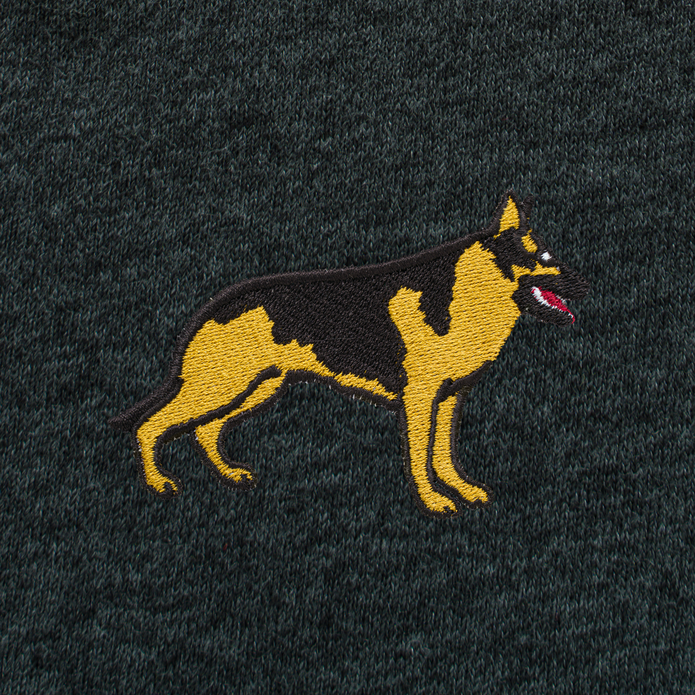 Bobby's Planet Men's Embroidered German Shepherd Long Sleeve Shirt from Paws Dog Cat Animals Collection in Dark Grey Heather Color#color_dark-grey-heather