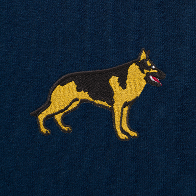 Bobby's Planet Men's Embroidered German Shepherd Long Sleeve Shirt from Paws Dog Cat Animals Collection in Navy Color#color_navy