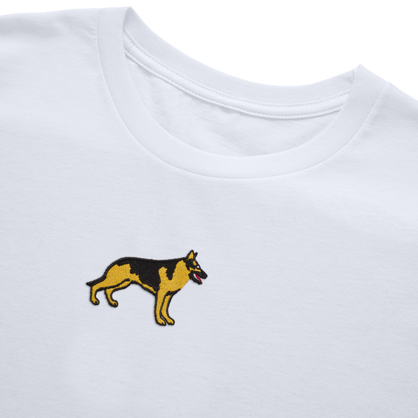 Bobby's Planet Women's Embroidered German Shepherd Long Sleeve Shirt from Paws Dog Cat Animals Collection in White Color#color_white