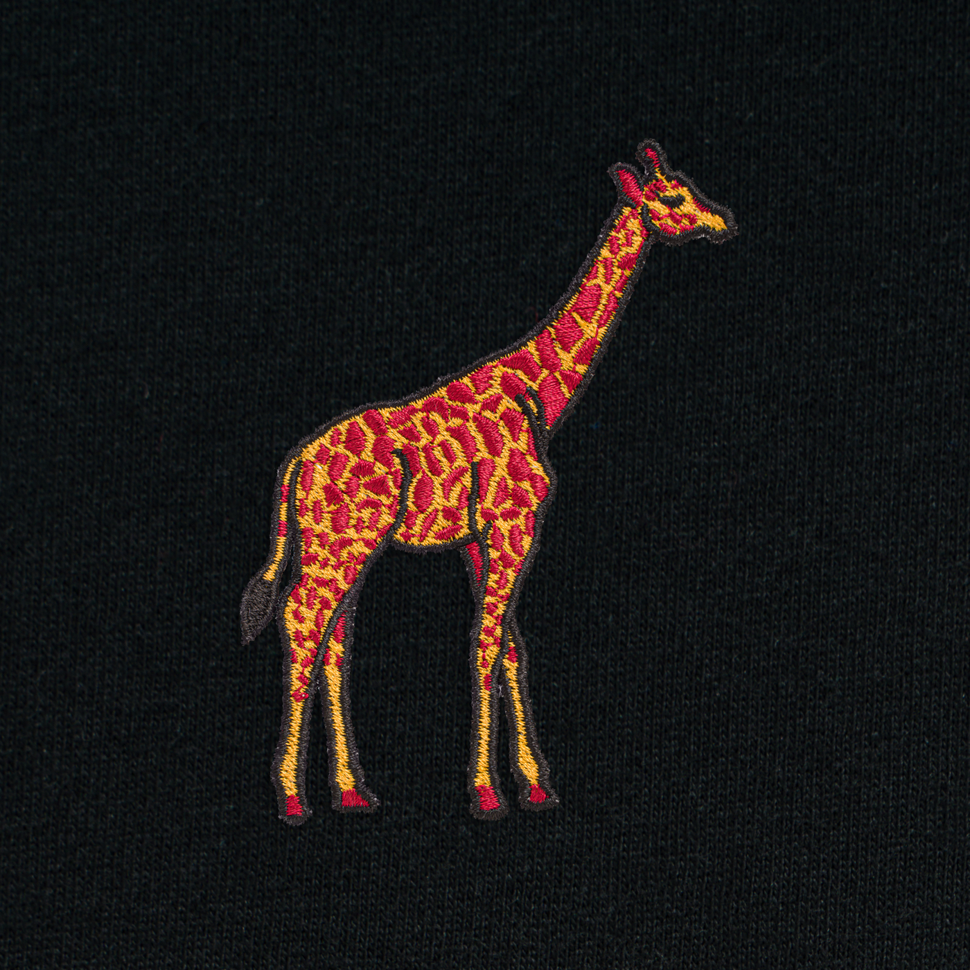 Bobby's Planet Men's Embroidered Giraffe Long Sleeve Shirt from African Animals Collection in Black Color#color_black