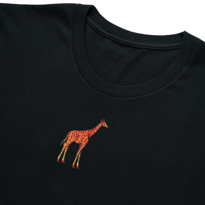 Bobby's Planet Women's Embroidered Giraffe Long Sleeve Shirt from African Animals Collection in Black Color#color_black