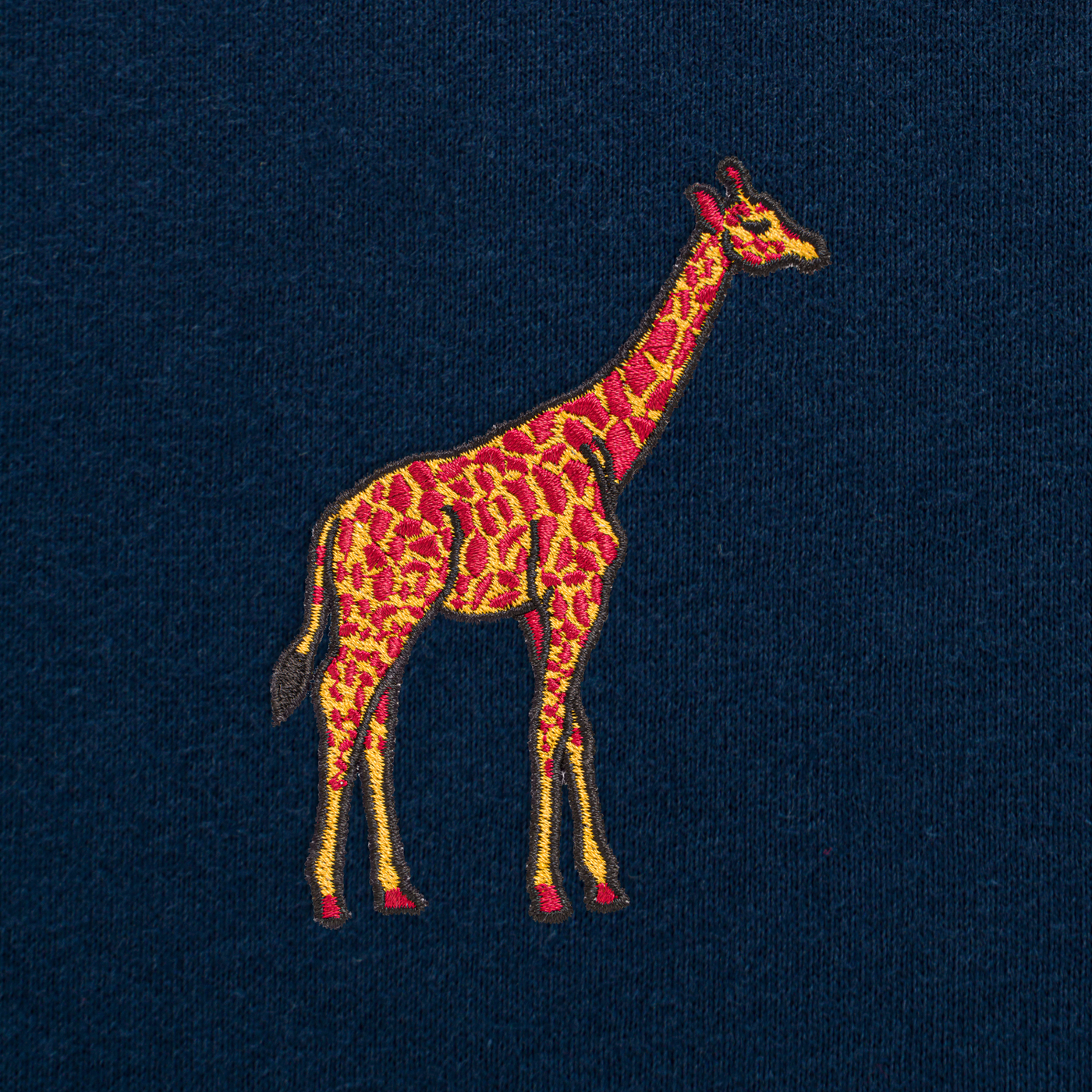 Bobby's Planet Men's Embroidered Giraffe Long Sleeve Shirt from African Animals Collection in Navy Color#color_navy