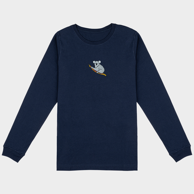 Bobby's Planet Men's Embroidered Koala Long Sleeve Shirt from Australia Down Under Animals Collection in Navy Color#color_navy