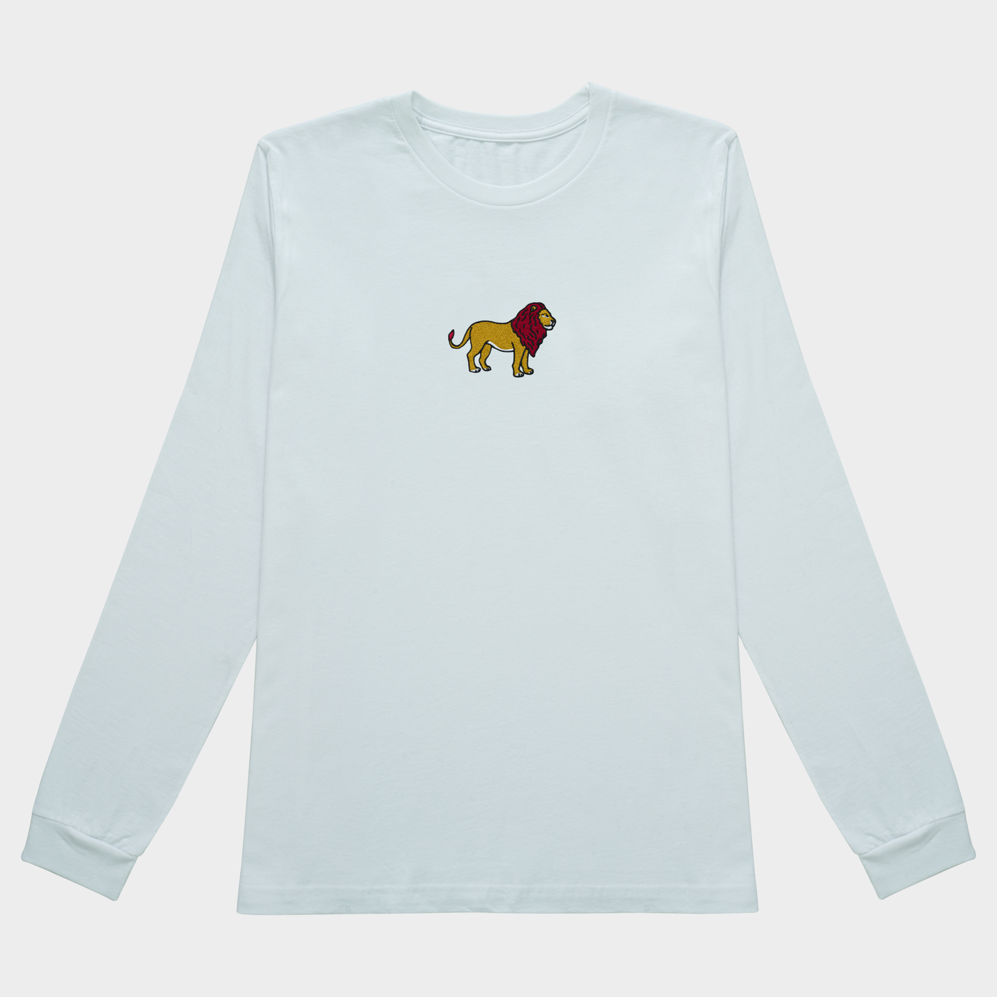 Bobby's Planet Women's Embroidered Lion Long Sleeve Shirt from African Animals Collection in White Color#color_white