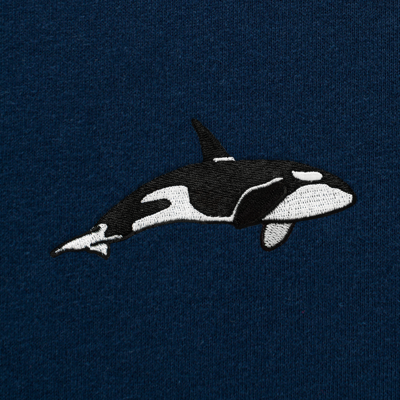 Bobby's Planet Men's Embroidered Orca Long Sleeve Shirt from Seven Seas Fish Animals Collection in Navy Color#color_navy