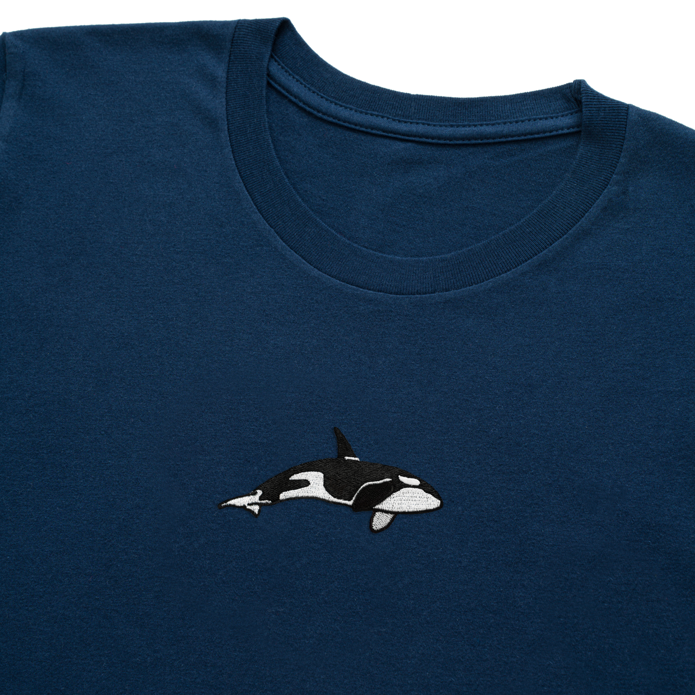 Bobby's Planet Women's Embroidered Orca Long Sleeve Shirt from Seven Seas Fish Animals Collection in Navy Color#color_navy