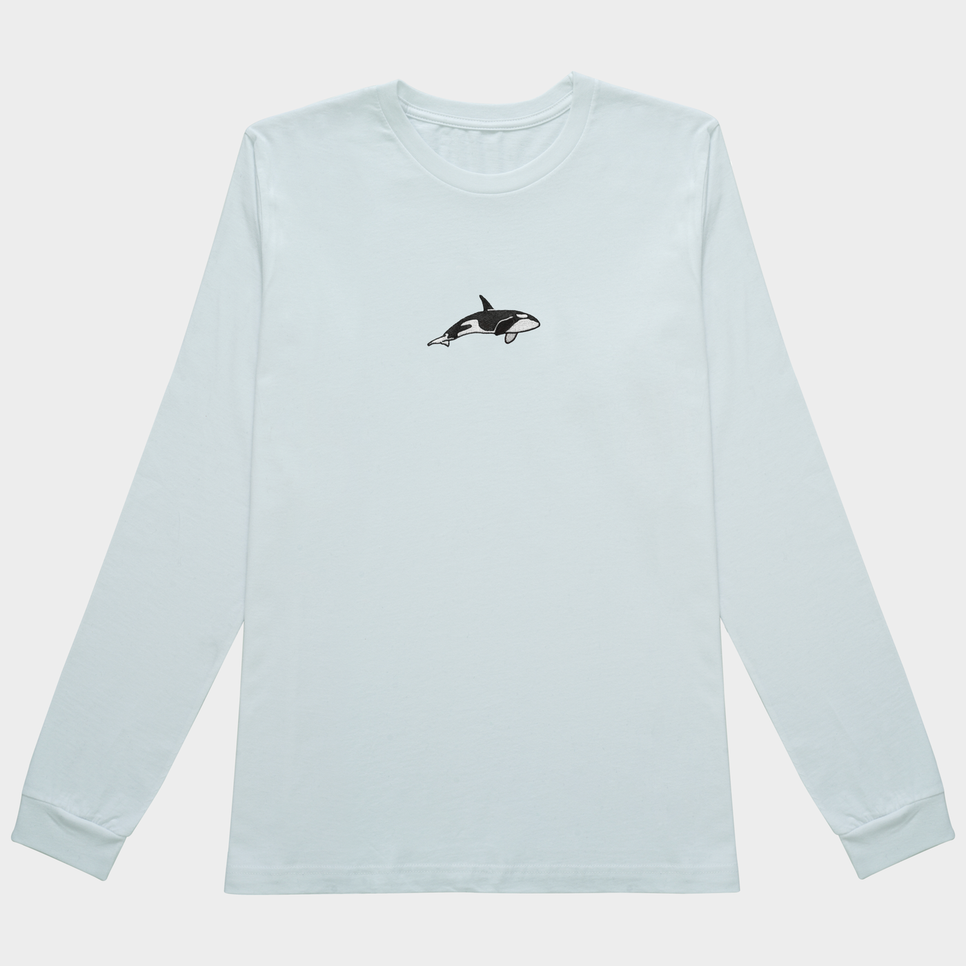 Bobby's Planet Men's Embroidered Orca Long Sleeve Shirt from Seven Seas Fish Animals Collection in White Color#color_white